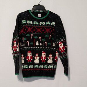 HOLIDAY TIME Black/Red/Green Christmas Pullover Sweater; Girl's Size L (10-12)